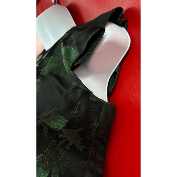 Alexander McQueen Brocade Black Green Cocktail Fit Flare Mini Dress Sz 38 US XS - Picture 5 of 16